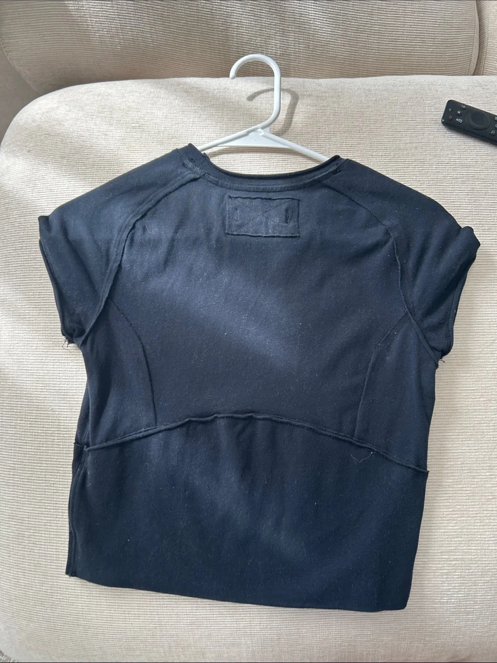 Free People Black Short Sleeve Crop Tee